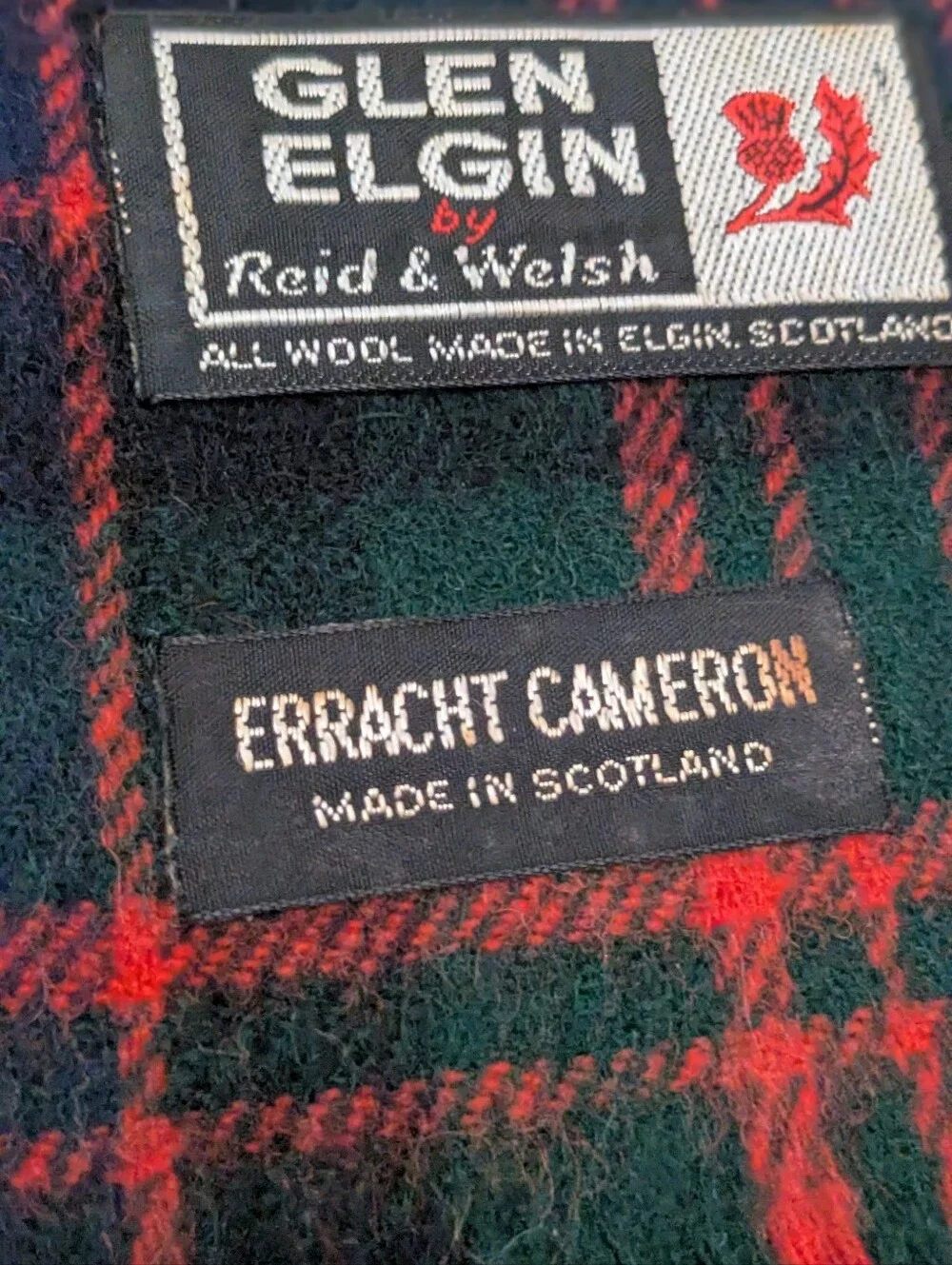 VTG Glen Elgin Scarf  Plaid Wool Made In Elgin Scottland 48x8